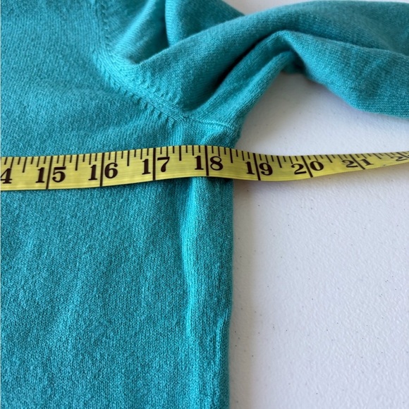 Talbots Petites M Button Up Cardigan Turquoise Cashmere Blend School Teacher - Picture 9 of 10